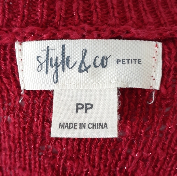 Style & Co Red Sweater Lace Hem 288 - Picture 5 of 6